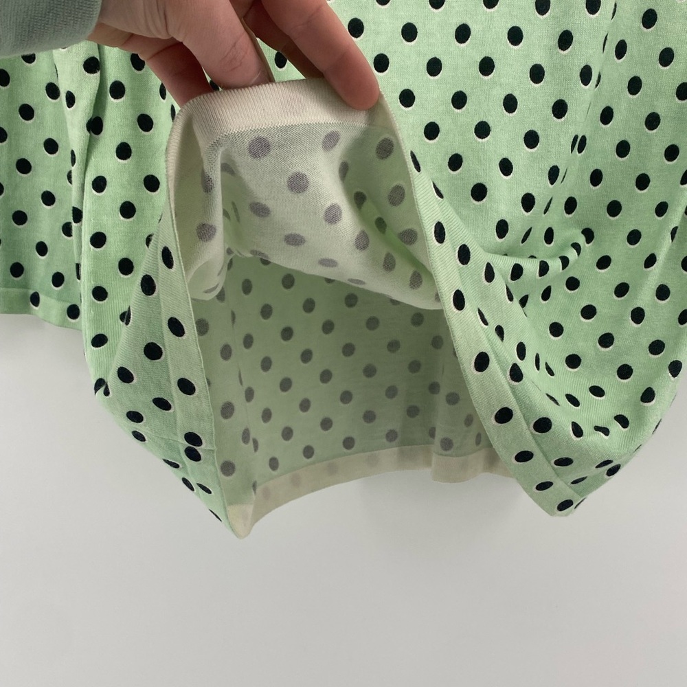 Talbots Womens Sweater Mint Green Polka Dot 3/4 Sleeve Round Neck‎ Pullover Sz M - Picture 3 of 7